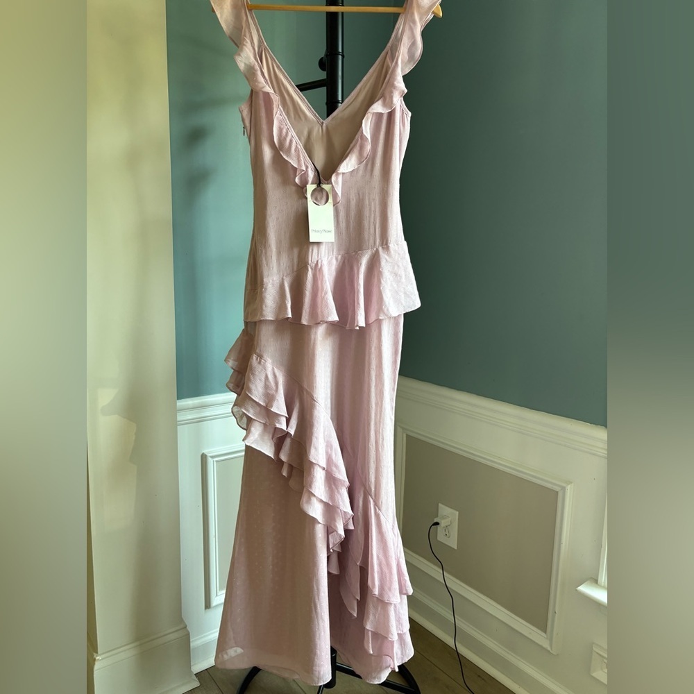 Privacy Please Pink Asymmetrical Ruffled Gown - Picture 4 of 7